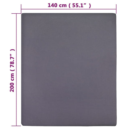 Spannbettlaken Jersey Anthrazit 140x200 cm Baumwolle - Pazzar.ch
