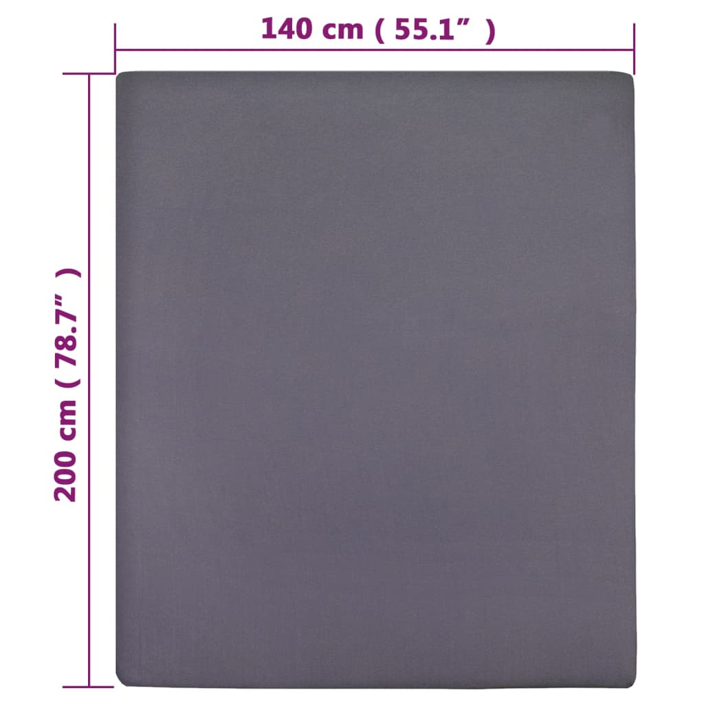 Spannbettlaken 2 Stk. Jersey Anthrazit 140x200 cm Baumwolle - Pazzar.ch