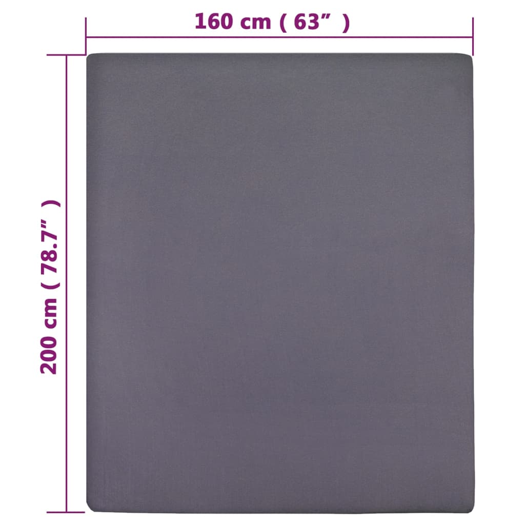Spannbettlaken Jersey Anthrazit 160x200 cm Baumwolle - Pazzar.ch