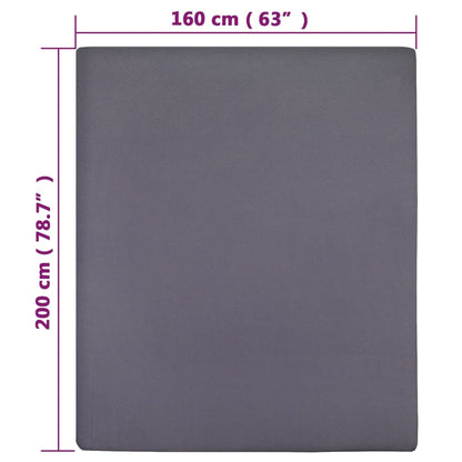 Spannbettlaken 2 Stk. Jersey Anthrazit 160x200 cm Baumwolle - Pazzar.ch