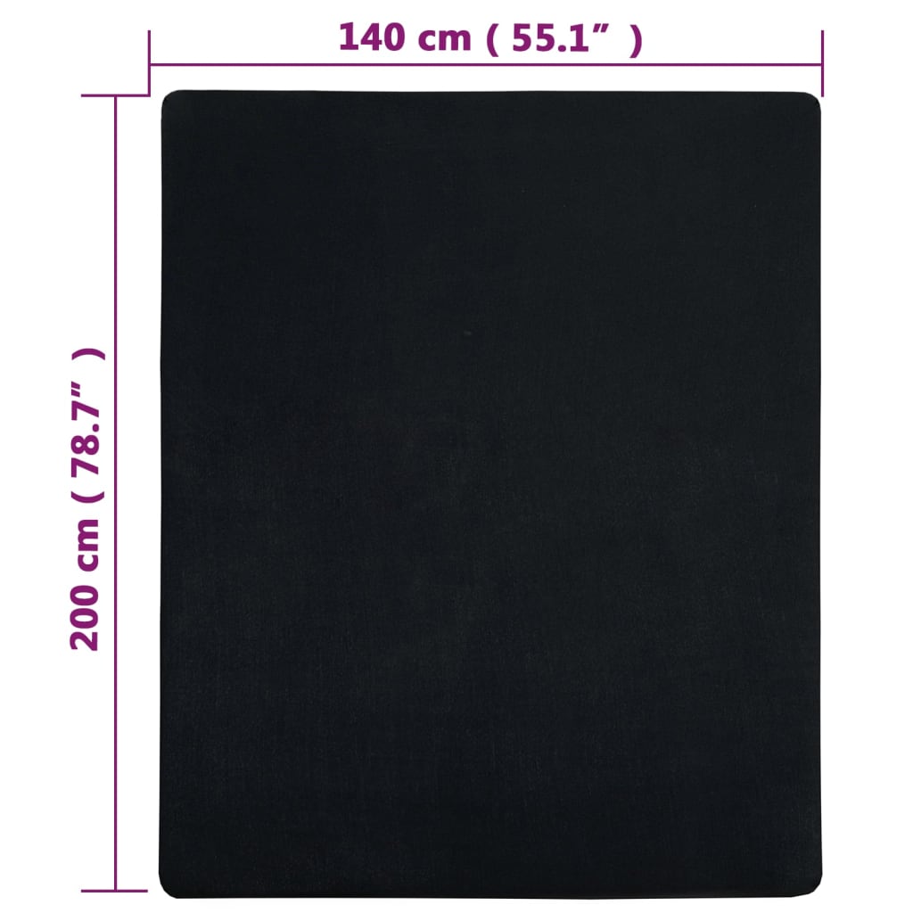 Spannbettlaken 2 Stk. Jersey Schwarz 140x200 cm Baumwolle - Pazzar.ch