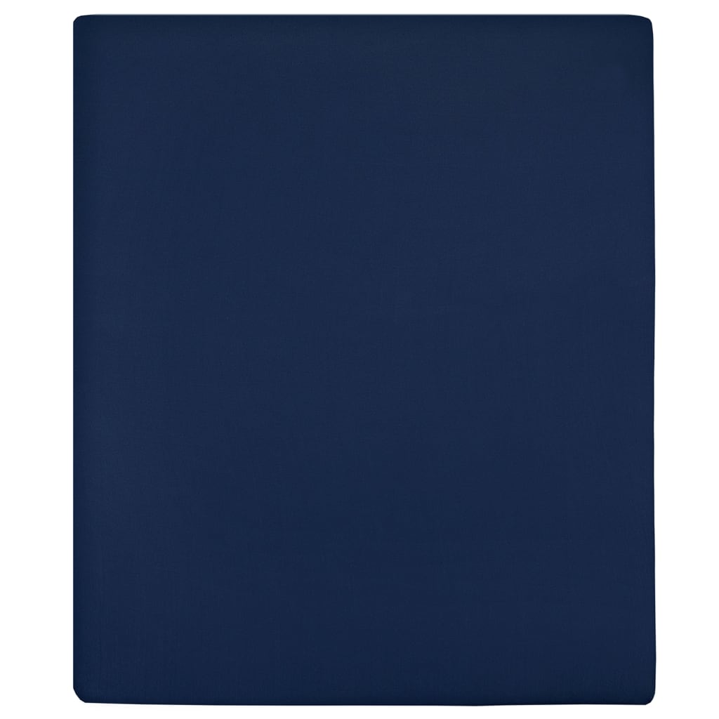 Spannbettlaken Jersey Marineblau 140x200 cm Baumwolle - Pazzar.ch