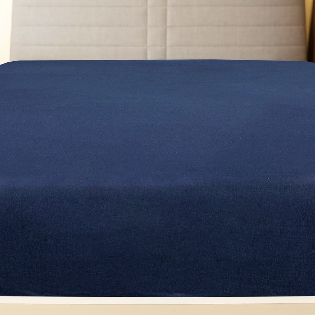 Spannbettlaken Jersey Marineblau 140x200 cm Baumwolle - Pazzar.ch