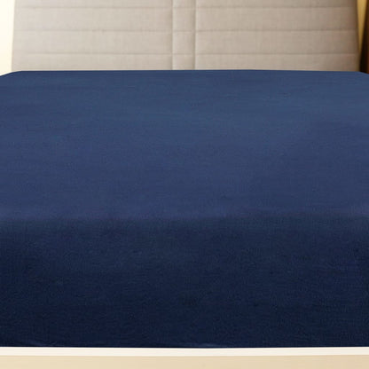 Spannbettlaken Jersey Marineblau 140x200 cm Baumwolle - Pazzar.ch