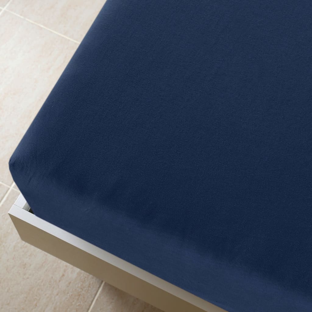 Spannbettlaken Jersey Marineblau 140x200 cm Baumwolle - Pazzar.ch
