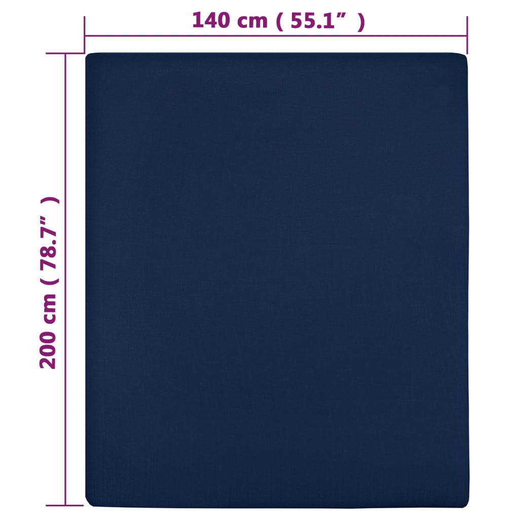Spannbettlaken Jersey Marineblau 140x200 cm Baumwolle - Pazzar.ch