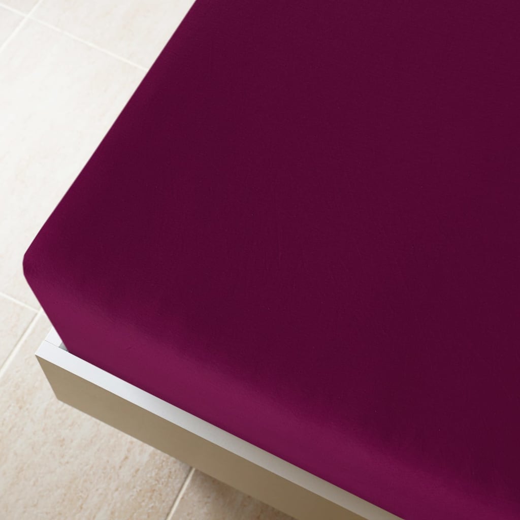 Spannbettlaken 2 Stk. Jersey Bordeauxrot 140x200 cm Baumwolle - Pazzar.ch