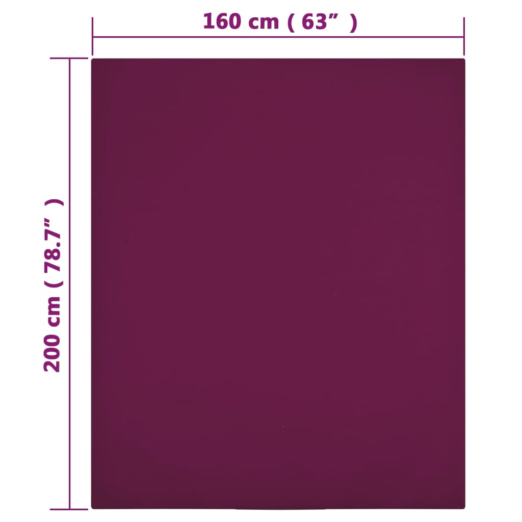 Spannbettlaken 2 Stk. Jersey Bordeauxrot 160x200 cm Baumwolle - Pazzar.ch