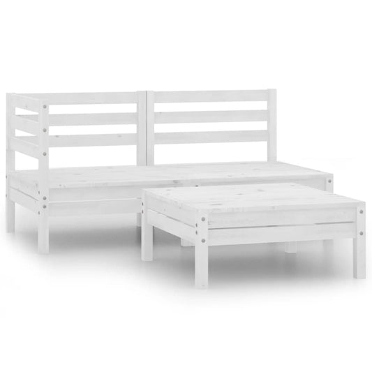3-tlg. Garten-Lounge-Set Massivholz Kiefer Weiß - Pazzar.ch
