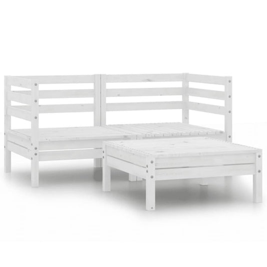 3-tlg. Garten-Lounge-Set Massivholz Kiefer Weiß - Pazzar.ch