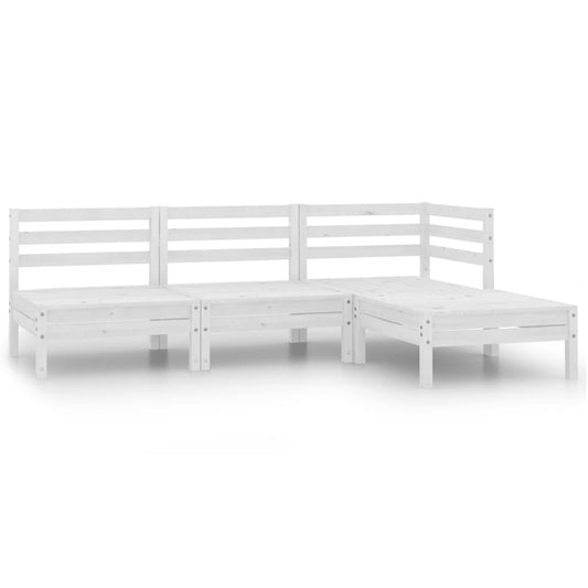 4-tlg. Garten-Lounge-Set Massivholz Kiefer Weiß - Pazzar.ch