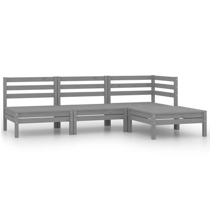 4-tlg. Garten-Lounge-Set Massivholz Kiefer Grau - Pazzar.ch