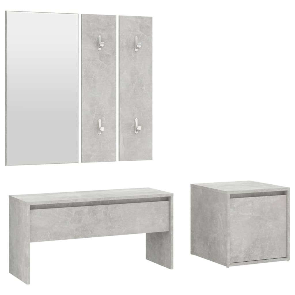 Flurmöbel-Set Betongrau Holzwerkstoff - Pazzar.ch