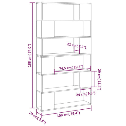 Bücherregal Raumteiler Betongrau 100x24x188 cm - Pazzar.ch