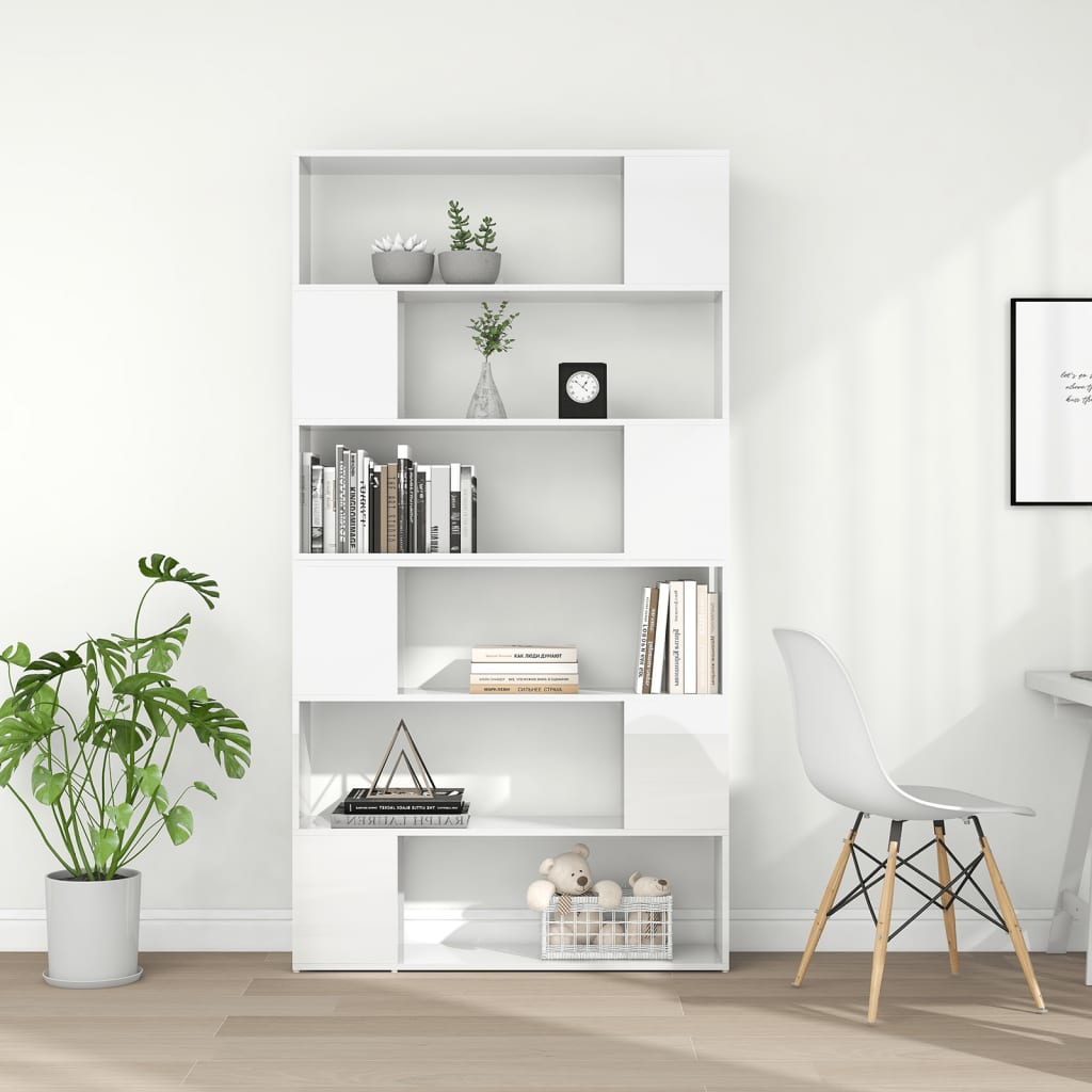 Bücherregal Raumteiler Hochglanz-Weiß 100x24x188 cm - Pazzar.ch