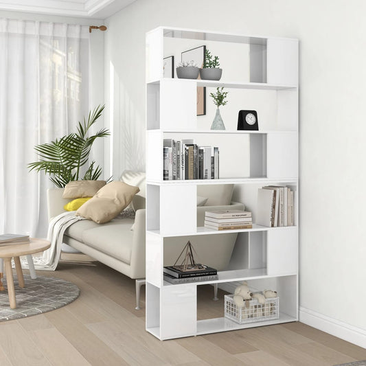 Bücherregal Raumteiler Hochglanz-Weiß 100x24x188 cm - Pazzar.ch