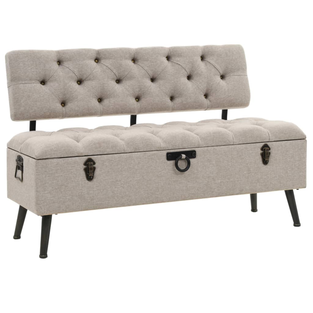 Sitzbank mit Stauraum und Rückenlehne 110cm Creme Stoff - Pazzar.ch