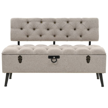 Sitzbank mit Stauraum und Rückenlehne 110cm Creme Stoff - Pazzar.ch