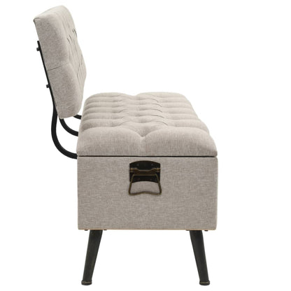 Sitzbank mit Stauraum und Rückenlehne 110cm Creme Stoff - Pazzar.ch
