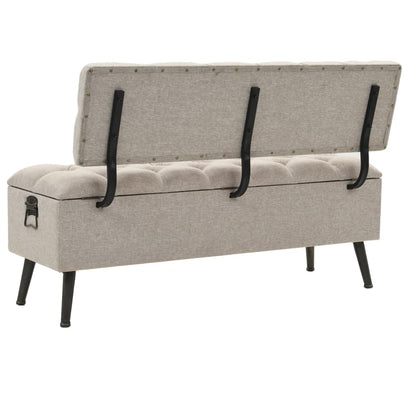 Sitzbank mit Stauraum und Rückenlehne 110cm Creme Stoff - Pazzar.ch