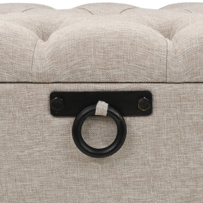 Sitzbank mit Stauraum und Rückenlehne 110cm Creme Stoff - Pazzar.ch
