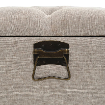 Sitzbank mit Stauraum und Rückenlehne 110cm Creme Stoff - Pazzar.ch