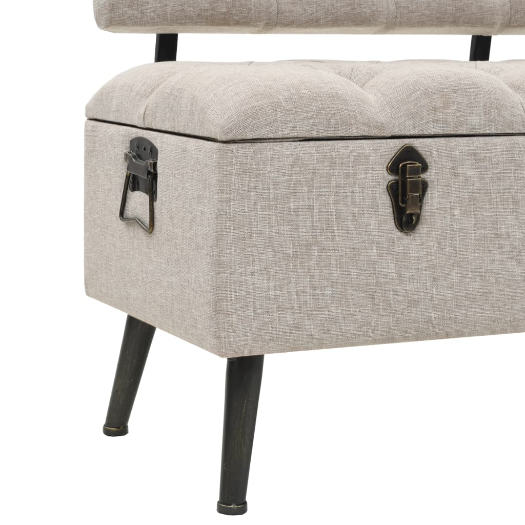 Sitzbank mit Stauraum und Rückenlehne 110cm Creme Stoff - Pazzar.ch