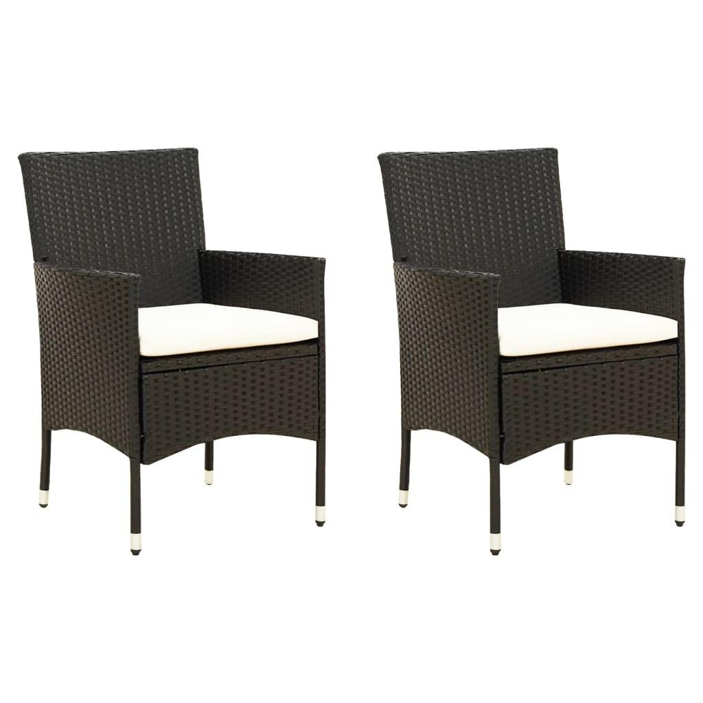 Gartenstühle mit Kissen 2 Stk. Poly Rattan Schwarz - Pazzar.ch