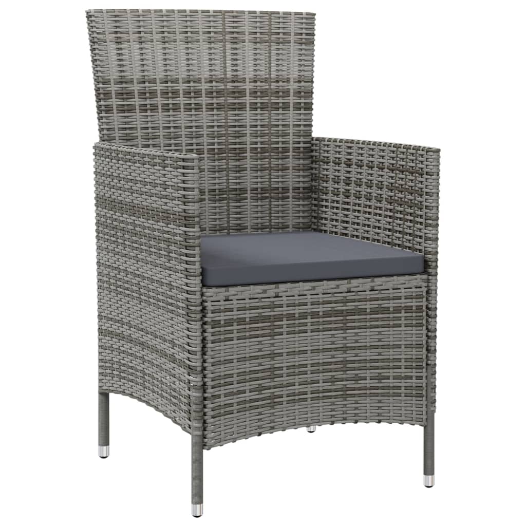 Gartenstühle mit Kissen 2 Stk. Poly Rattan Grau - Pazzar.ch