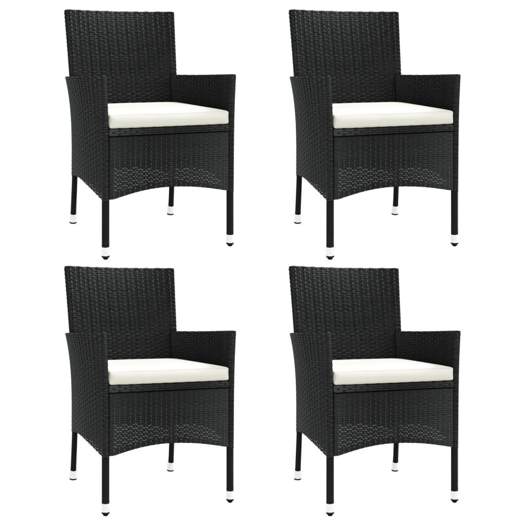 Gartenstühle mit Kissen 4 Stk. Poly Rattan Schwarz - Pazzar.ch