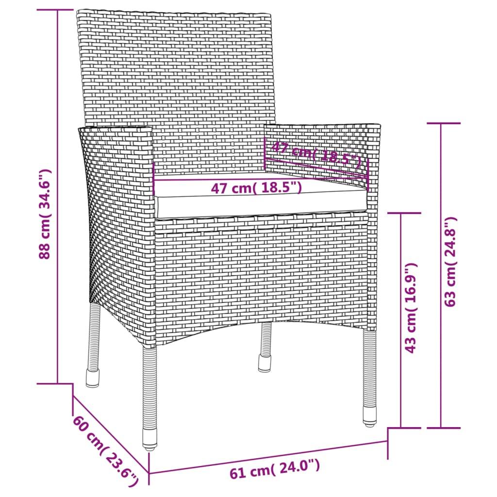 Gartenstühle mit Kissen 4 Stk. Poly Rattan Schwarz - Pazzar.ch