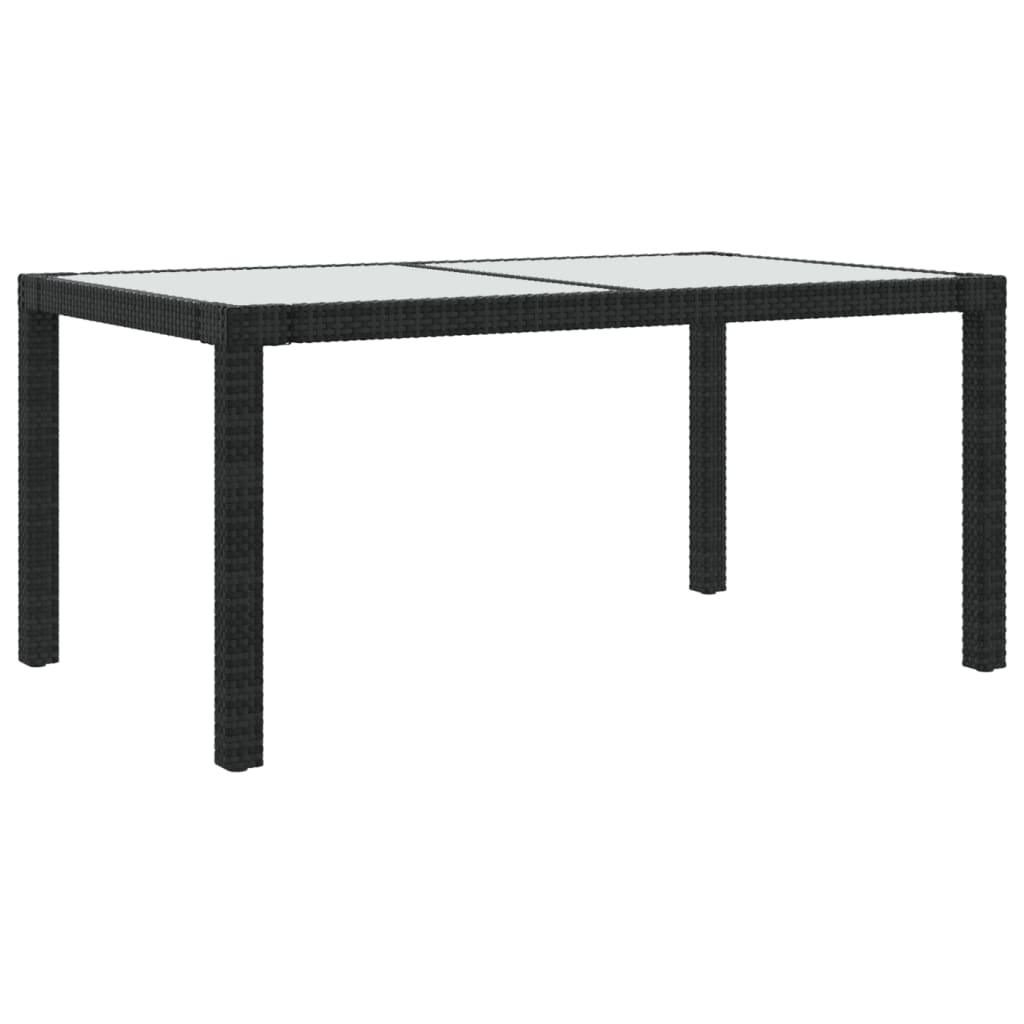 Gartentisch 150x90x75 cm Gehärtetes Glas Poly Rattan Schwarz - Pazzar.ch