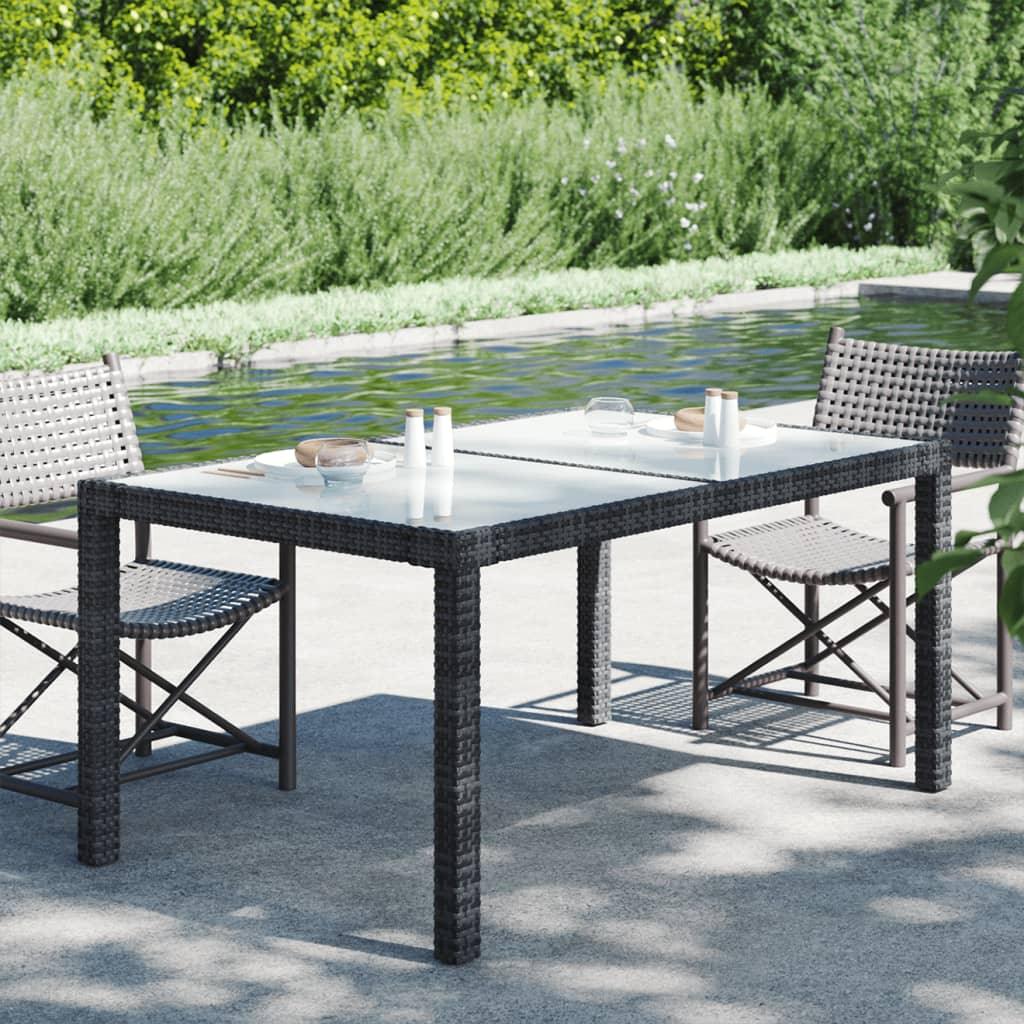 Gartentisch 150x90x75 cm Gehärtetes Glas Poly Rattan Schwarz - Pazzar.ch