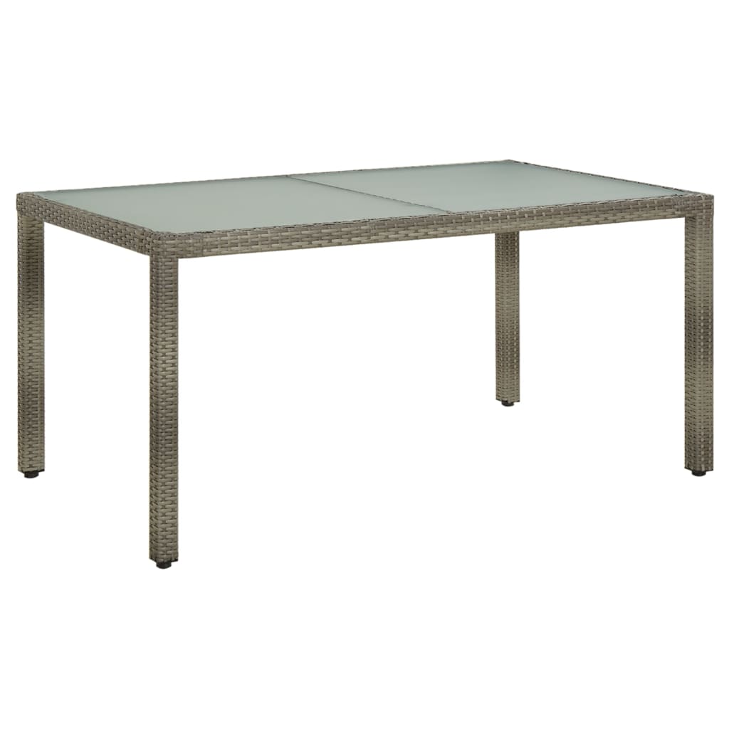 Gartentisch 150x90x75 cm Hartglas und Poly Rattan Grau - Pazzar.ch