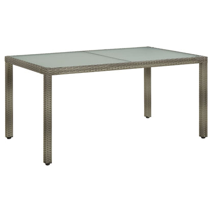 Gartentisch 150x90x75 cm Hartglas und Poly Rattan Grau - Pazzar.ch