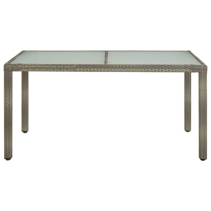 Gartentisch 150x90x75 cm Hartglas und Poly Rattan Grau - Pazzar.ch