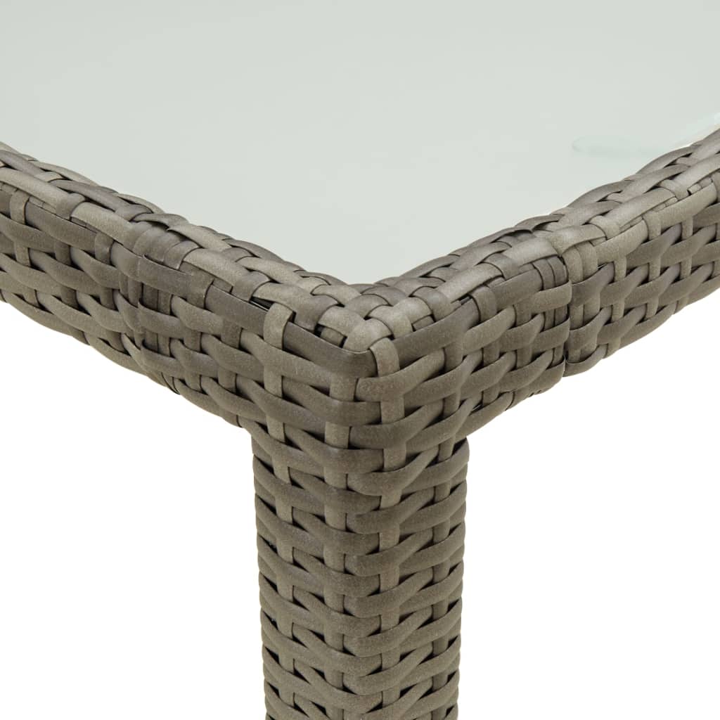 Gartentisch 150x90x75 cm Hartglas und Poly Rattan Grau - Pazzar.ch