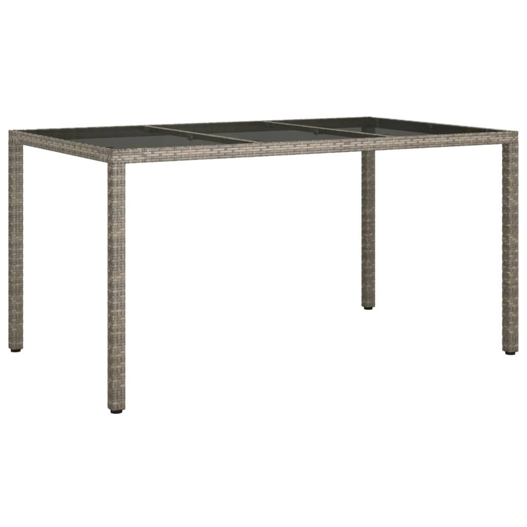 Gartentisch 150x90x75 cm Hartglas und Poly Rattan Grau - Pazzar.ch