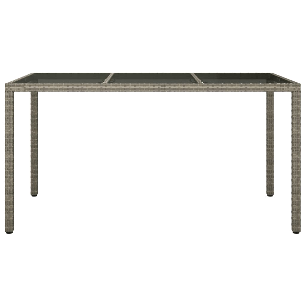 Gartentisch 150x90x75 cm Hartglas und Poly Rattan Grau - Pazzar.ch