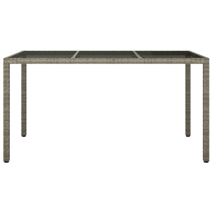 Gartentisch 150x90x75 cm Hartglas und Poly Rattan Grau - Pazzar.ch