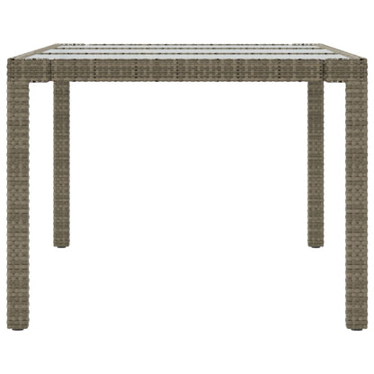 Gartentisch Grau 190x90x75 cm Hartglas und Poly Rattan - Pazzar.ch
