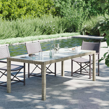 Gartentisch Grau 190x90x75 cm Hartglas und Poly Rattan - Pazzar.ch