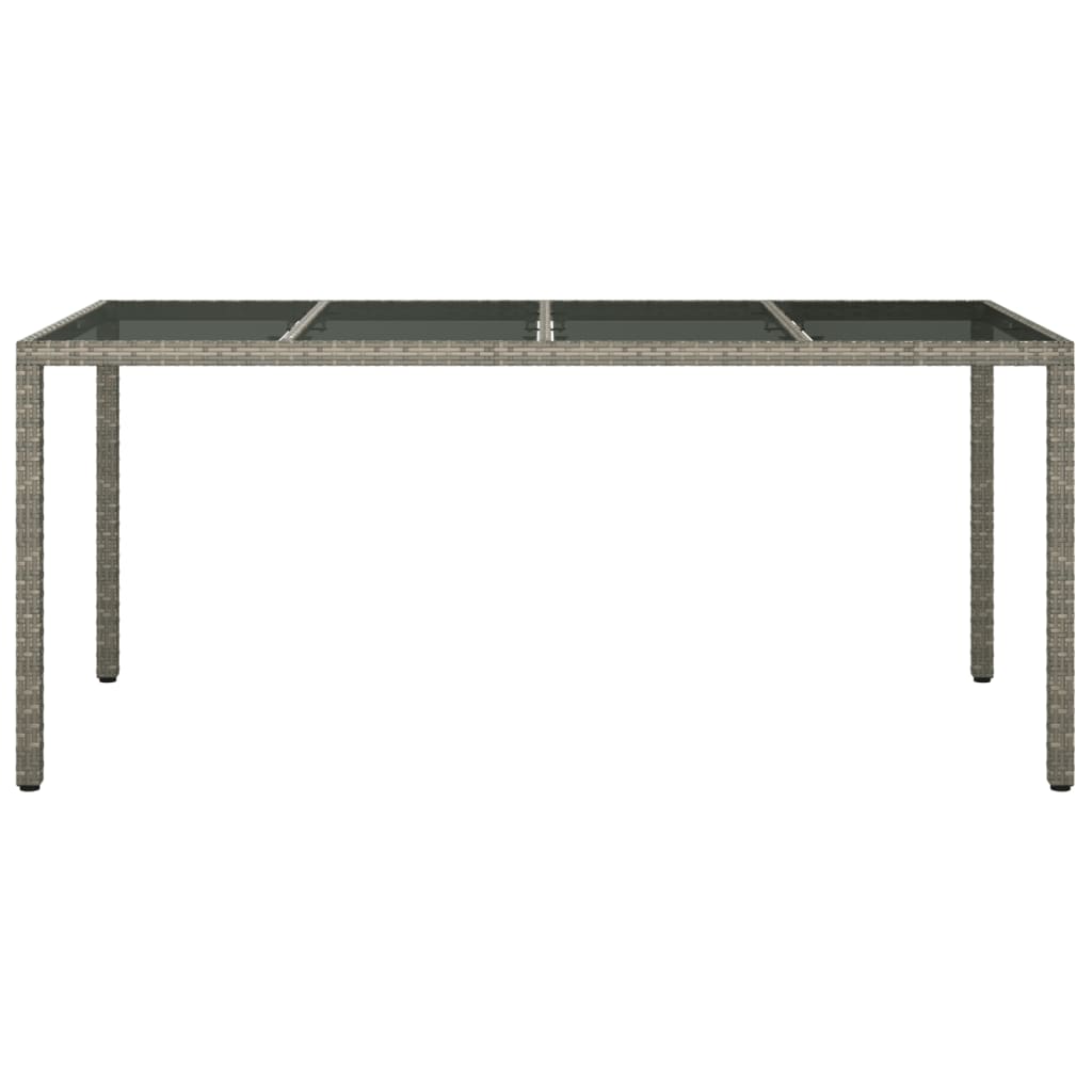 Gartentisch Grau 190x90x75 cm Gehärtetes Glas und Poly Rattan - Pazzar.ch