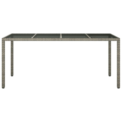 Gartentisch Grau 190x90x75 cm Gehärtetes Glas und Poly Rattan - Pazzar.ch