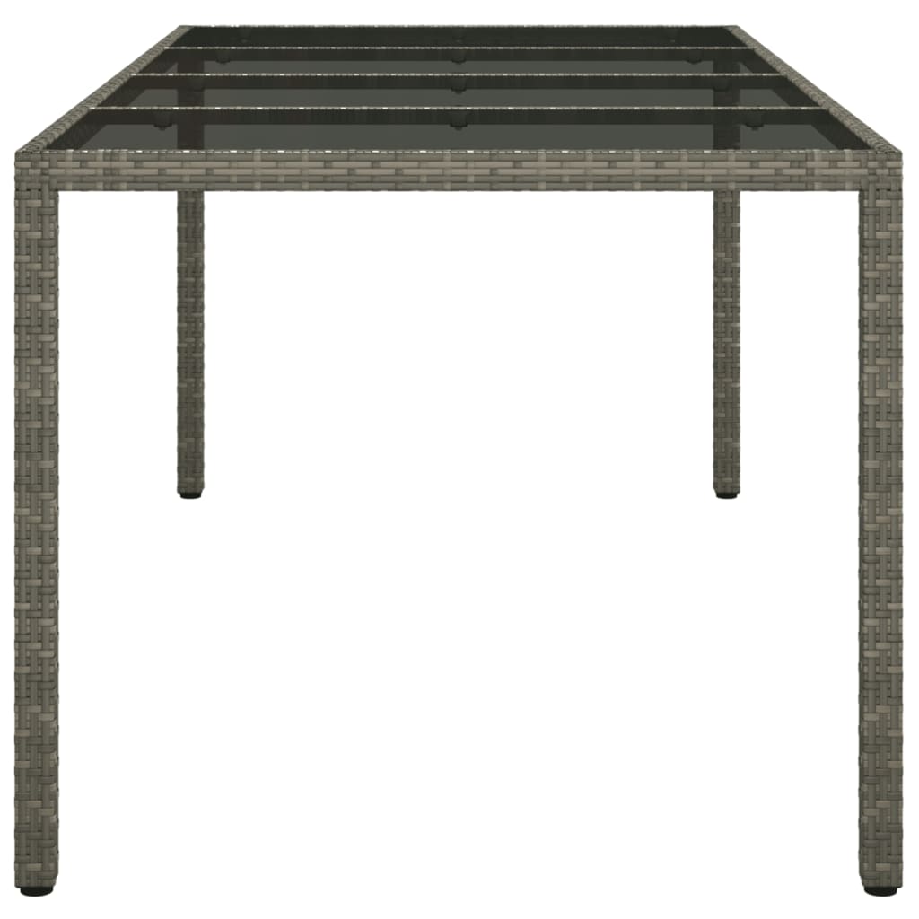 Gartentisch Grau 190x90x75 cm Gehärtetes Glas und Poly Rattan - Pazzar.ch