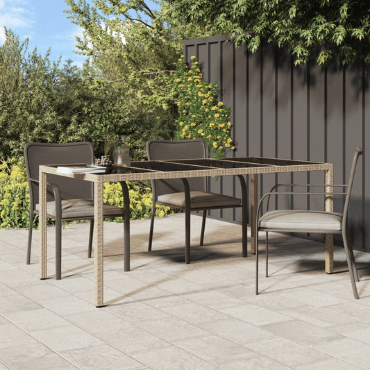 Gartentisch Beige 190x90x75 cm Gehärtetes Glas und Poly Rattan - Pazzar.ch
