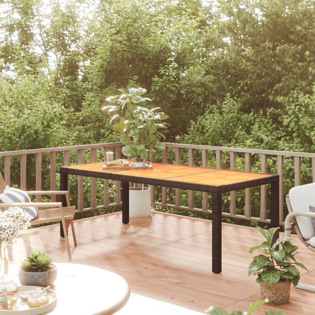 Gartentisch 190x90x75 cm Poly Rattan und Akazienholz Schwarz - Pazzar.ch