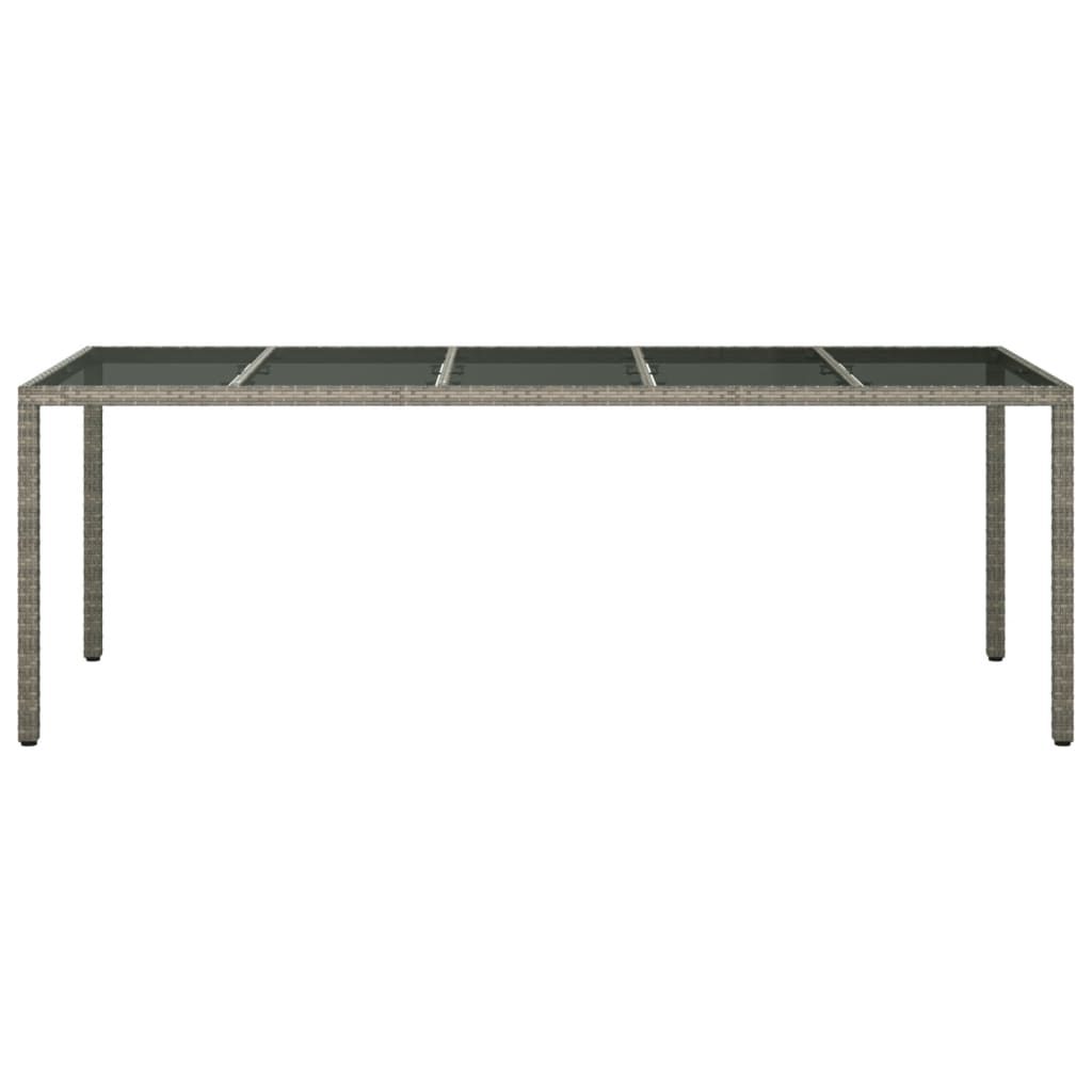 Gartentisch Grau 250x100x75 cm Hartglas und Poly Rattan - Pazzar.ch