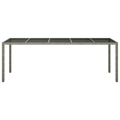Gartentisch Grau 250x100x75 cm Hartglas und Poly Rattan - Pazzar.ch