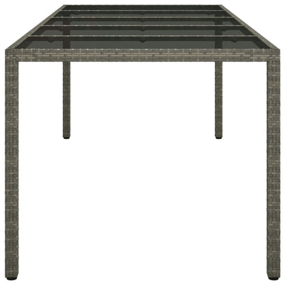 Gartentisch Grau 250x100x75 cm Hartglas und Poly Rattan - Pazzar.ch